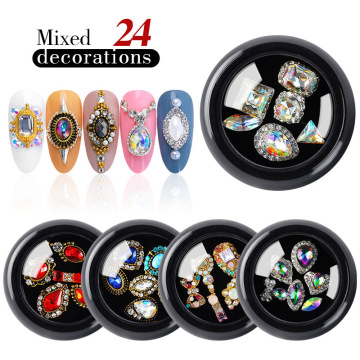 1 Box Mixed 3D Rhinestones Nail Art Decorations Crystal Gems Jewelry Gold AB Shiny Stones Charm Glass DIY Manicure Accessories