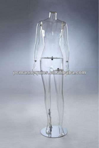 PC Transparent clarity full body famale mannequin full body