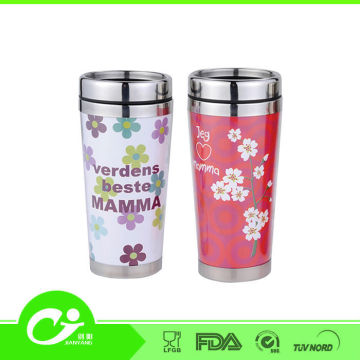 wholesale inner SS outer plastic 500ml travel mug