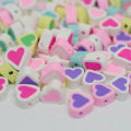 Heart design raw clay beads rainbow color