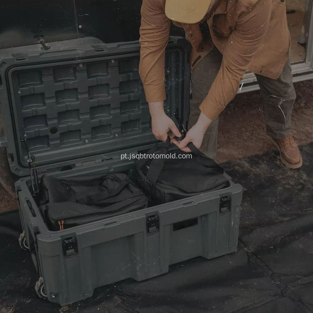 Caixa de armazenamento resistente para terra para equipamento de recuperação de acampamento