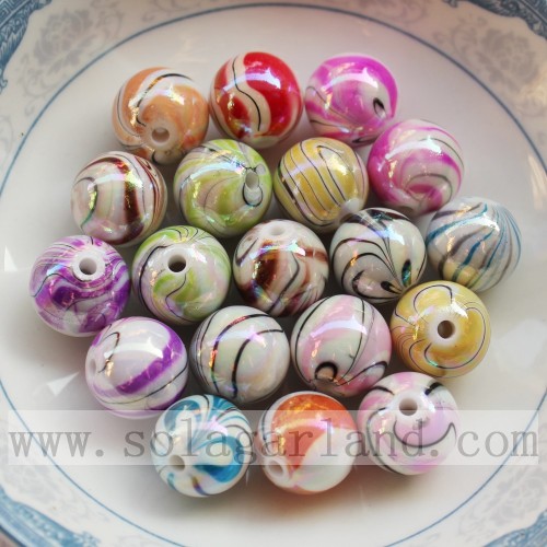 AB finished acrylic round beads with grain