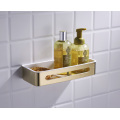 Polished Gold Bathroom Shower Basket Wall Mounted Organizer