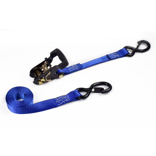 1-1/16" 1500kgs 28mm Mini Rubber Handle Buckle Ratchet Car Lashing Belt Straps With 1.5T S Hooks Safety Latch