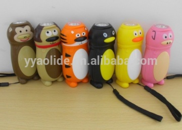 Animal shaped hand press LED dynamo flashlight cute toys flashlight