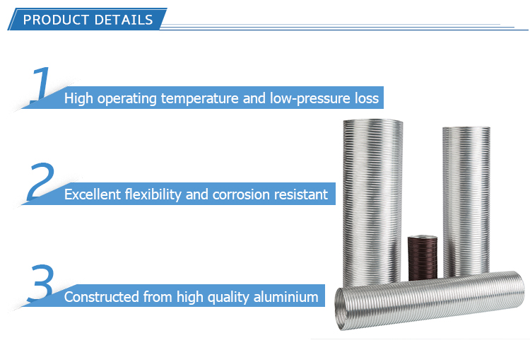 Sistema HVAC personalizado Instalación rápida Conducto de aire flexible de aluminio espiral semirrígido