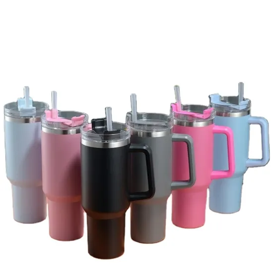 Customizable 40oz Stainless Steel Ice Resistant Tumbler with Straw and Handle - Perfect for Travel and Adventure