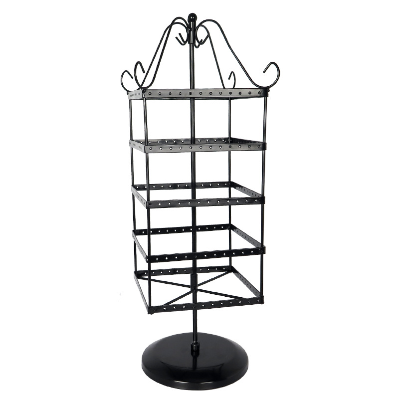 4-Tier Rotary Metal Jewelry Display Earring Stand Holder