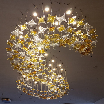 Art Glass Starfish Chandelier for Living Room and Hotel Lobby