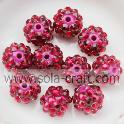 Perlas de diamantes de imitación de resina 10 * 12 MM Rosa sólidos pequeños espaciadores para collar de bricolaje