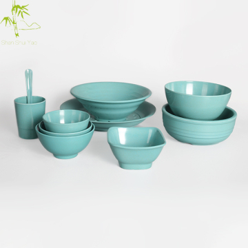 Wholesale Hot Eco-friendly Pure Color Biodegradable Organic Durable Bamboo Fiber Fabric Tableware Dinnerware Sets Bowls