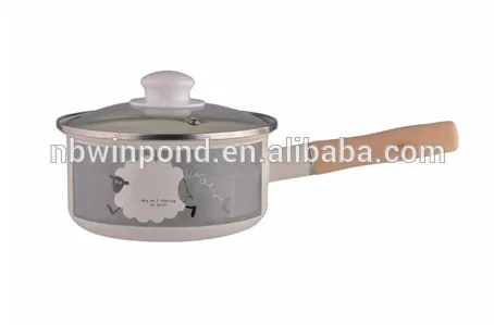 Ceramic flower painting design pot with wooden handle