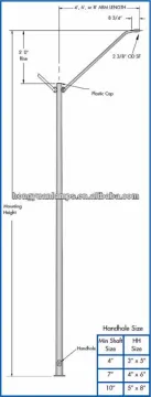 4ft street light pole(poste de luz la calle,Strabe Lichtmast) HDG with painting with single arm