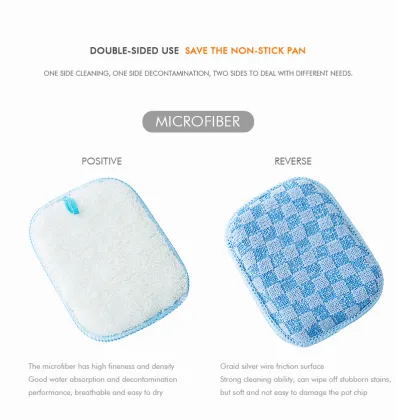 Microfiber Reuseable Durable Scrub Duty Scouring Sponge Pad