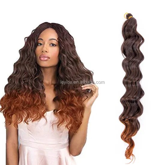AliLeader 18" Long Deep Wave Twist Crochet Hair Ocean Wave Synthetic Braiding Hair Curl Wave Extensions For Black Women