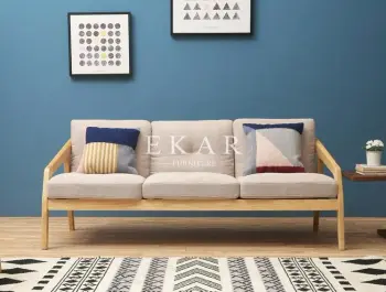 New Modern Design Leather Back Oak Ash Solid Wood Latest Design Sofa Set