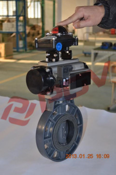 PN10 epdm soft seal plastic pvc pneumatic butterfly valve dn150