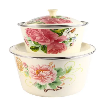 High Quality Best Selling Colorful Designs Fruit Soup Bowl Enamel Mixing Salad Bowl