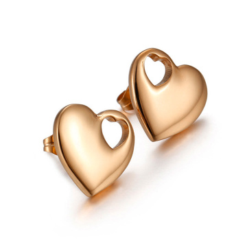 Cheap rose gold heart stud earrings for women