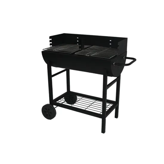 Outdoor Potable Bbq drum Half Barrel Steel BBQ Rotisserie briquette trolley grill Charcoal with Wheels