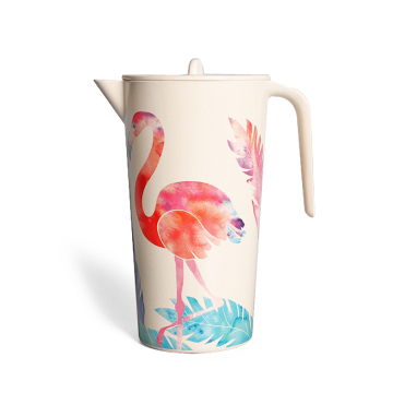 Wholesale 1.7L large capacity high temperature resistant bamboo fiber pitcher frosted water pot jug with lid and handle