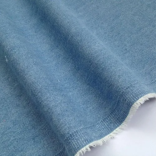 Washed Denim Fabric 100% Cotton Light Blue