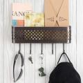 Metal Wall Storage Basket with Key Hooks