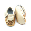 Baby Mokassins Schuhe aus Leder mit Pailletten für Neugeborene