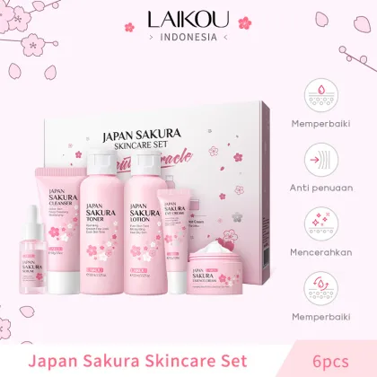 LAIKOU 6Pcs Sakura Skin Care Set: Moisturizing Creams and Cleanser