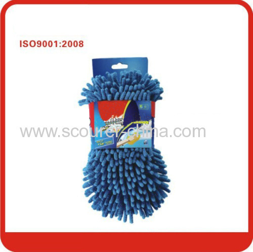 Yellow And Blue Cleaning Glove Microfiber Chenille Car Novelty Cleaning Cloth Chenille 