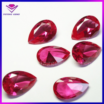 High Tech Machine Cut Ruby Gemstone Pear Shape Synthetic Corundum Stone
