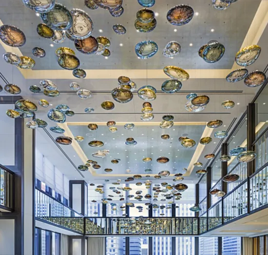 Custom amber chandelier for hotel lobby