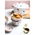 Fresh Peach Ceramic Dinner Plate Set And Dishes Milk Pot Creative Rice Soup Bowl Steak Sushi Plate Household Breakfast Set