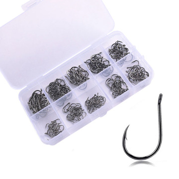 High Carbon Steel Barbed Fishing Hook Set with Ring for Fly Fishing