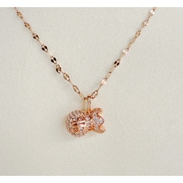 Collar de billetera dorada de rosa con diseño completo de diamantes