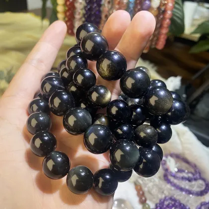 Golden Sheen Obsidian Crystal Bracelets for Women - Natural Healing Stone Jewelry