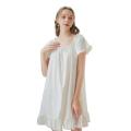 Camisola de algodão feminino vestido vintage Princess Nightdress