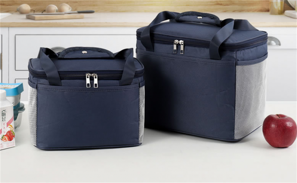 Sac à lunch carré de tissu oxford bleu foncé