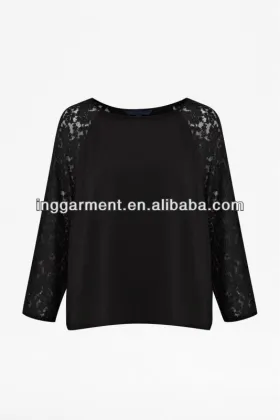 Lady Lace Sleeve Chiffon Top