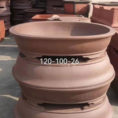 Flowerpot tanah liat ungu yang besar untuk pokok-pokok