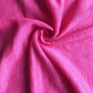 Shinny red color linen knitting T-shirt fabric