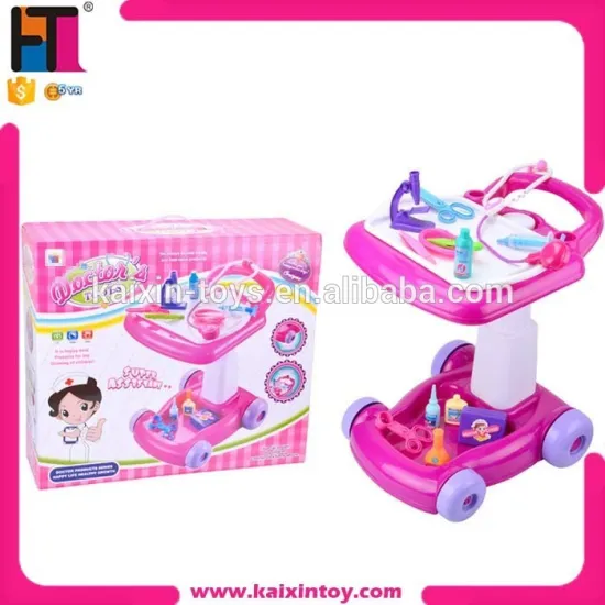 pink family kids doctor cart trolley play set toys