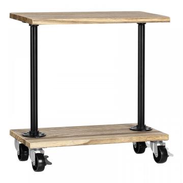 Table d&#39;appoint de canapé en bois à 2 niveaux avec étagère de rangement