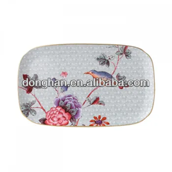 bulk tableware oval ceramic dinner plates with China decal painting