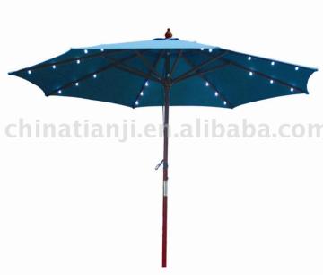 WOODEN UMBRELLA WITH LED LIGHT