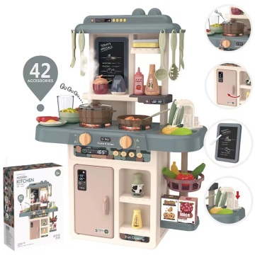Memasang Memasak Memasak Custom Set: Mainan Dapur Kayu dengan Bunyi dan Lampu Untuk Gadis