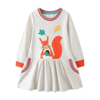 Beautiful Knitted Cotton Cartoon Princess Skirt for Girls - New Autumn Long-Sleeved Dress