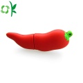 Röd Chili Silikon USB-kåpa Flash Drive Cover