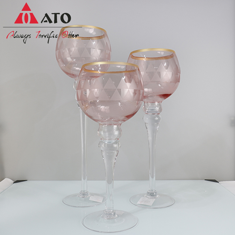 Popular Good Decorative Pink Candel Glass Candelics