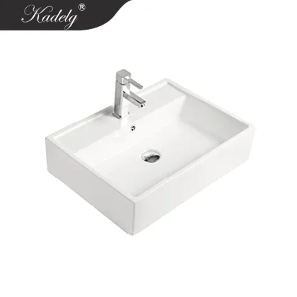 Bathroom Rectangular Countertop Ceramic Washbasin